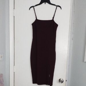 Express Burgundy Spaghetti Strap Midi Dress
